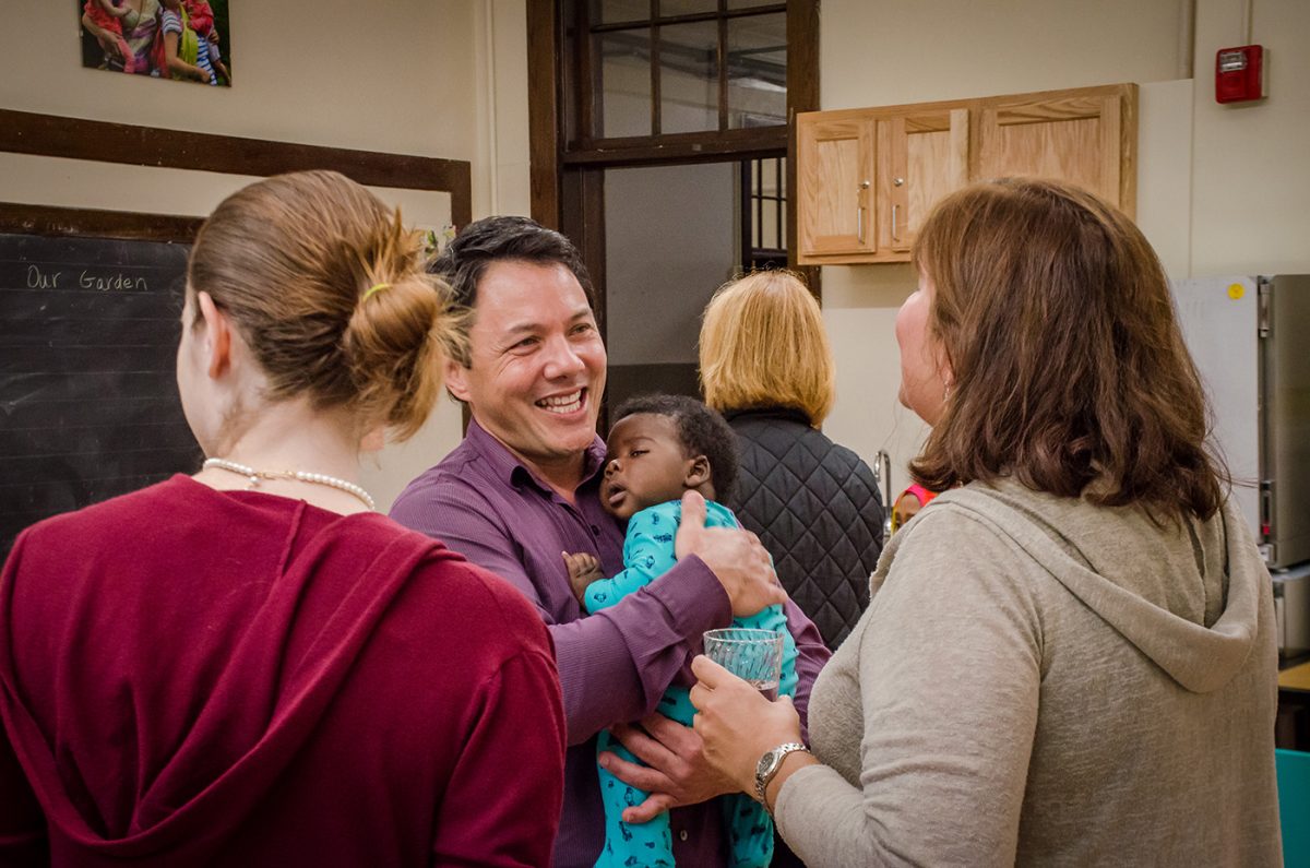 Guests and Building Strong Family Clinic team members mingle at the open house on September 24, 2019.
