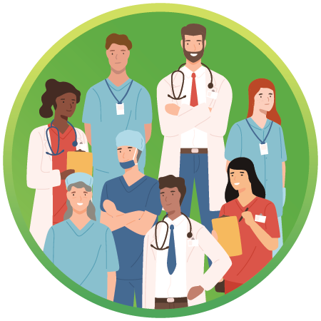 Illustration Showing a Diverse Group of Health Care Practictioners and Providers