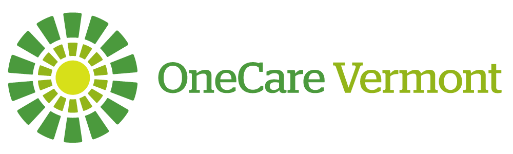 OneCare Vermont, horizontal version, showing the OneCare Sunburst in line with the words OneCare Vermont